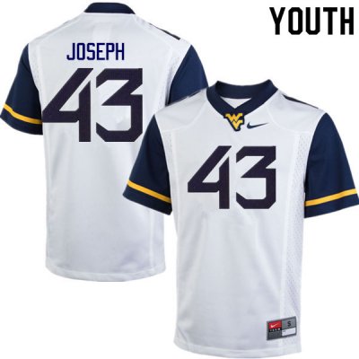 Youth West Virginia Mountaineers NCAA #43 Drew Joseph White Authentic Nike Stitched College Football Jersey LI15C81PY